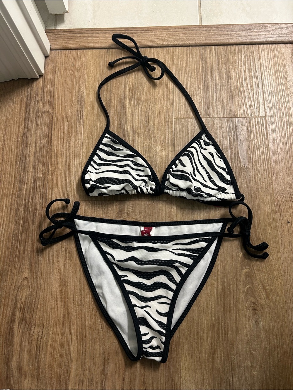 Black & White Zebra Guess Bikini Set - Women's Swim